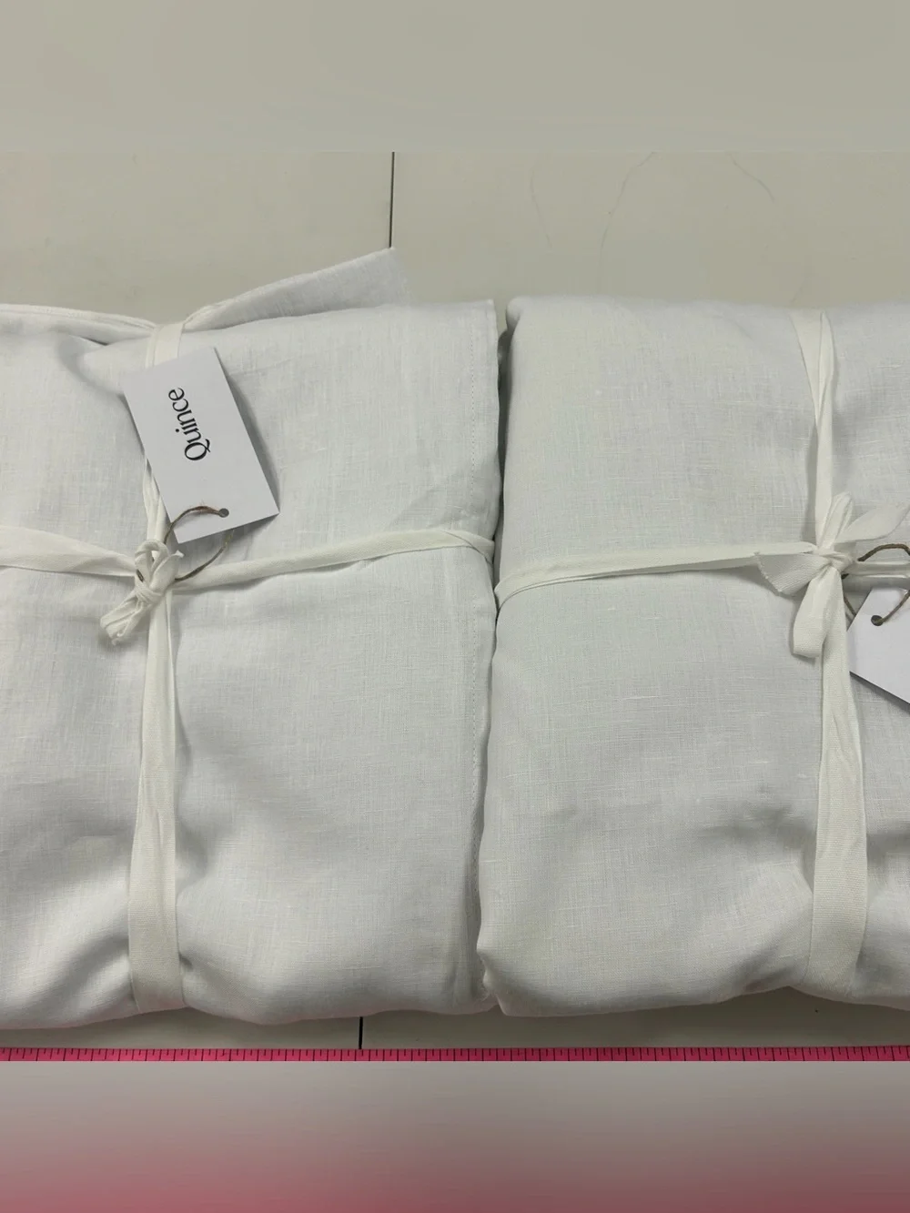 NWT QUINCE Set Of 2 48x96 European Linen True Blackout Curtains White 8692